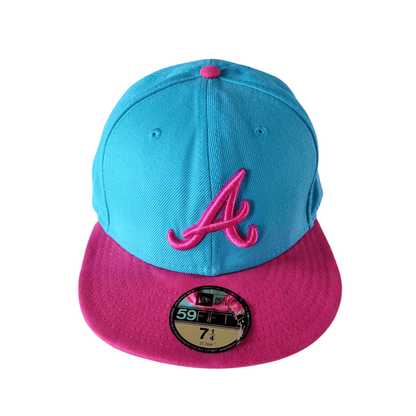 New Era 59FIFTY Atlanta Braves Fitted Hat - Aqua & Pin 7 1/4 (57.7 cm) - USASTARFASHION
