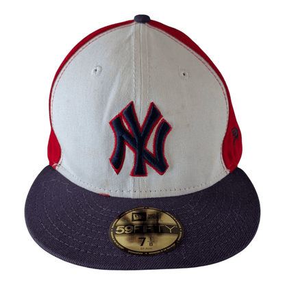 New Era 59FIFTY New York Yankees MLB Fitted Cap Hat 7 1/8 Red White Navy - USASTARFASHION