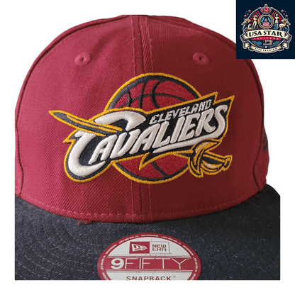 New Era Cleveland Cavaliers Hat 9FIFTY Snapback Cap Burgundy/Black Medium - Large Adjustable - USASTARFASHION