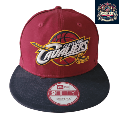 New Era Cleveland Cavaliers Hat 9FIFTY Snapback Cap Burgundy/Black Medium - Large Adjustable - USASTARFASHION