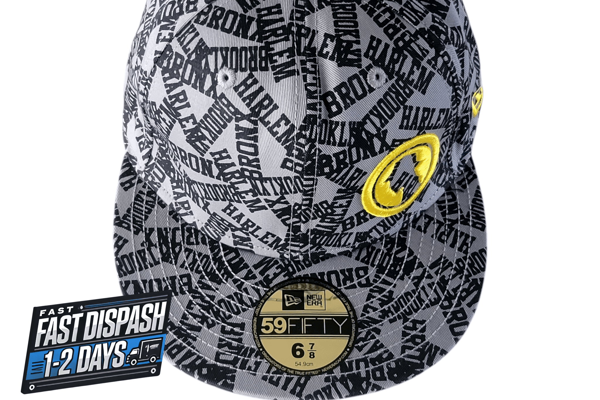 New Era Fitted Cap 59FIFTY Projekts NYC Gray Graphic Pattern Size 6 7/8 Cotton - USASTARFASHION