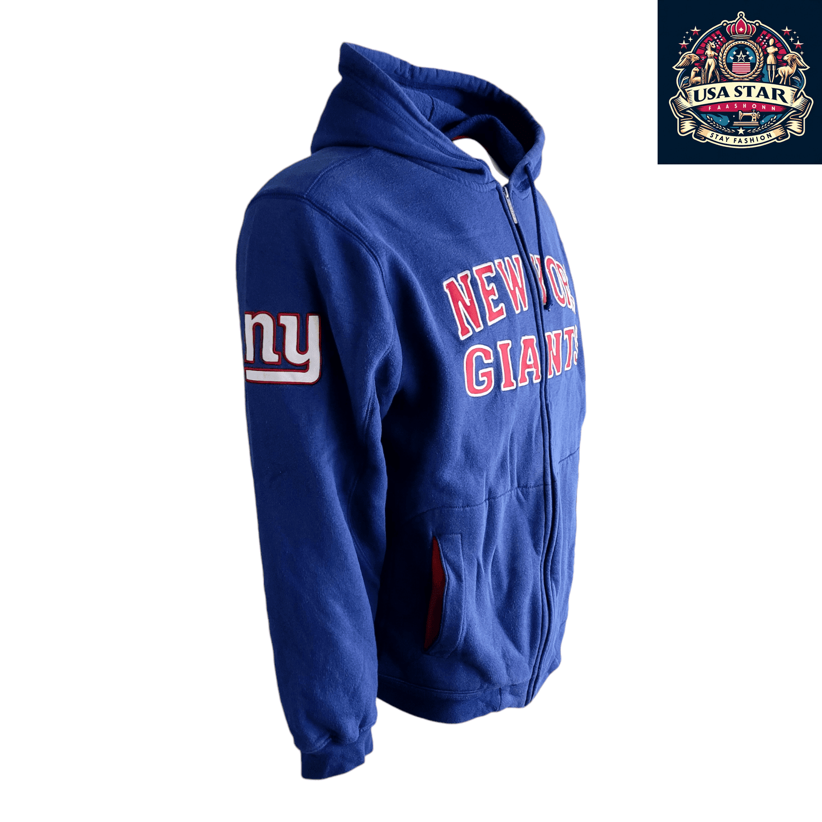 New York Giants Hoodie, Cotton Blend, Classic Blue, Size S/CHP, Team Graphics, Comfortable Design - USASTARFASHION