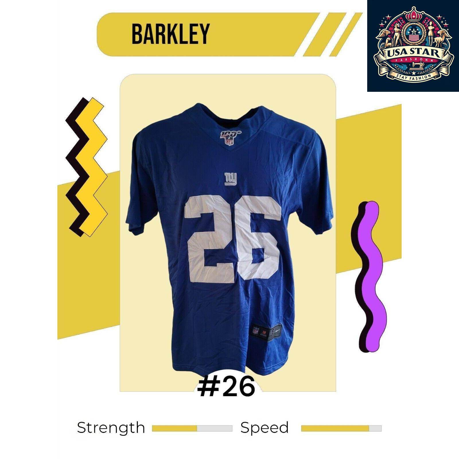 New York Giants Jersey - Saquon Barkley 26 Nike Game Jersey, Large Mens, Blue NFL Apparel - USASTARFASHION