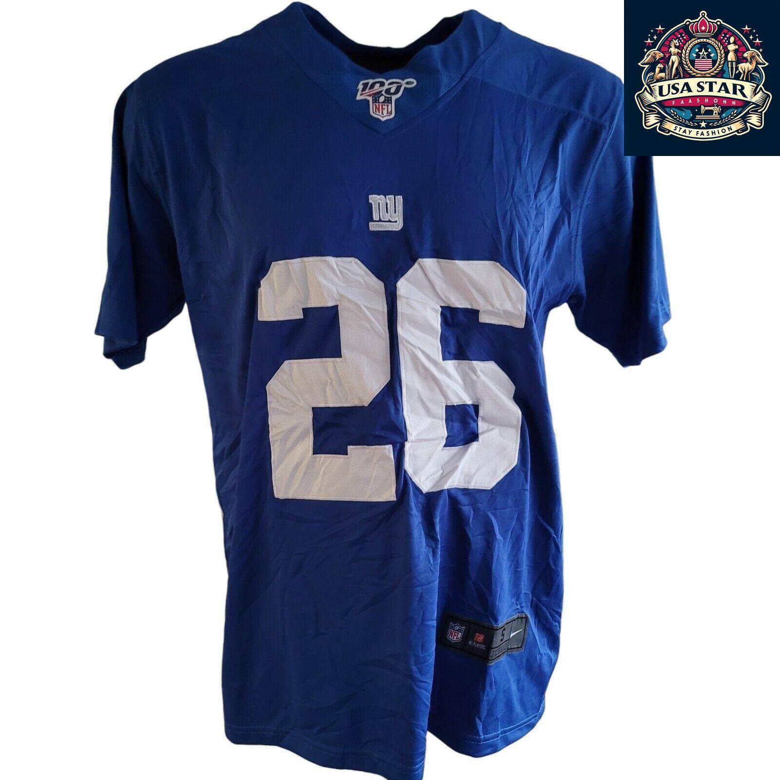 New York Giants Jersey - Saquon Barkley 26 Nike Game Jersey, Large Mens, Blue NFL Apparel - USASTARFASHION