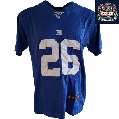 New York Giants Jersey - Saquon Barkley 26 Nike Game Jersey, Large Mens, Blue NFL Apparel - USASTARFASHION