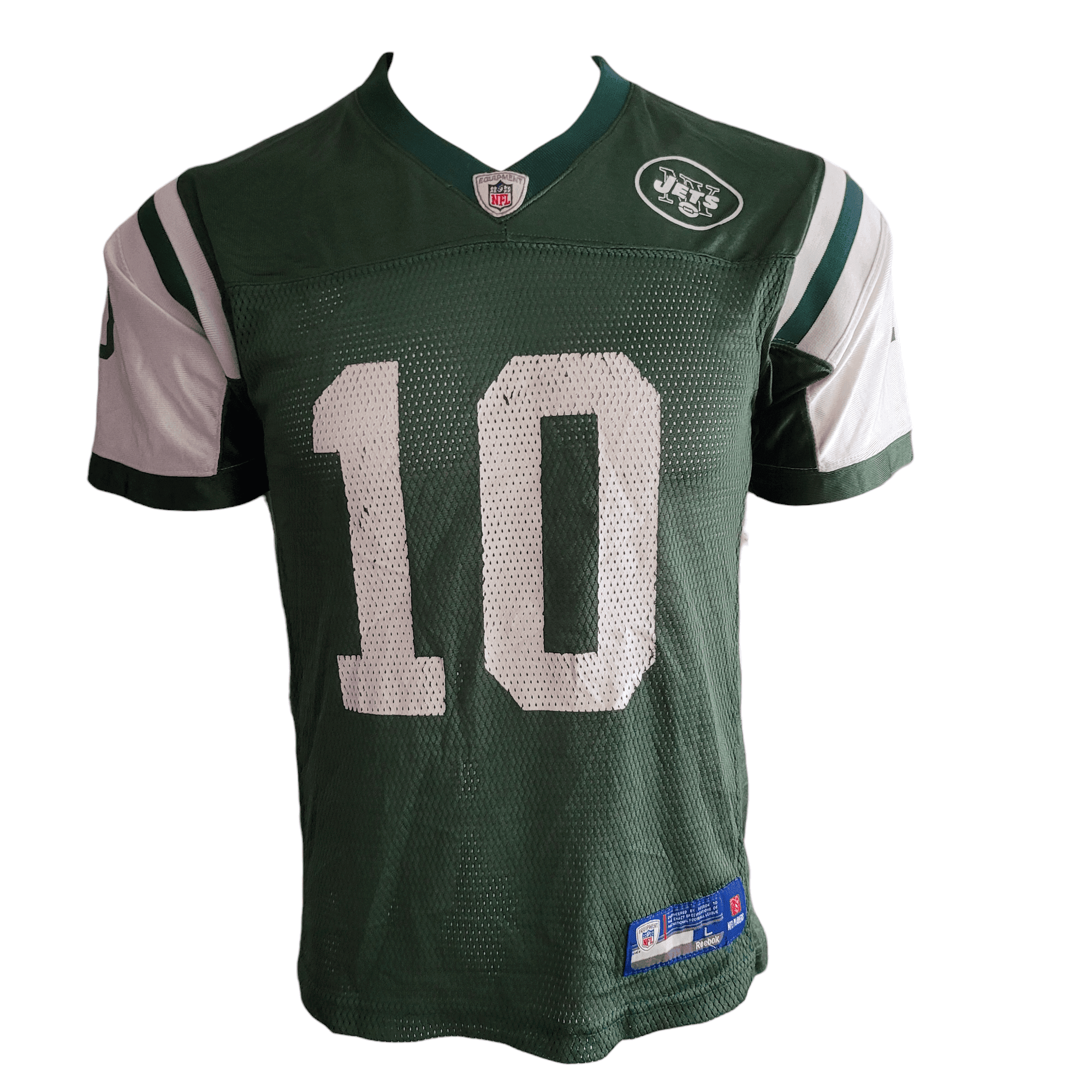 New York Jets Jersey Santonio Holmes 10 Youth Large 14 - 16 NFL Authentic Reebok - USASTARFASHION