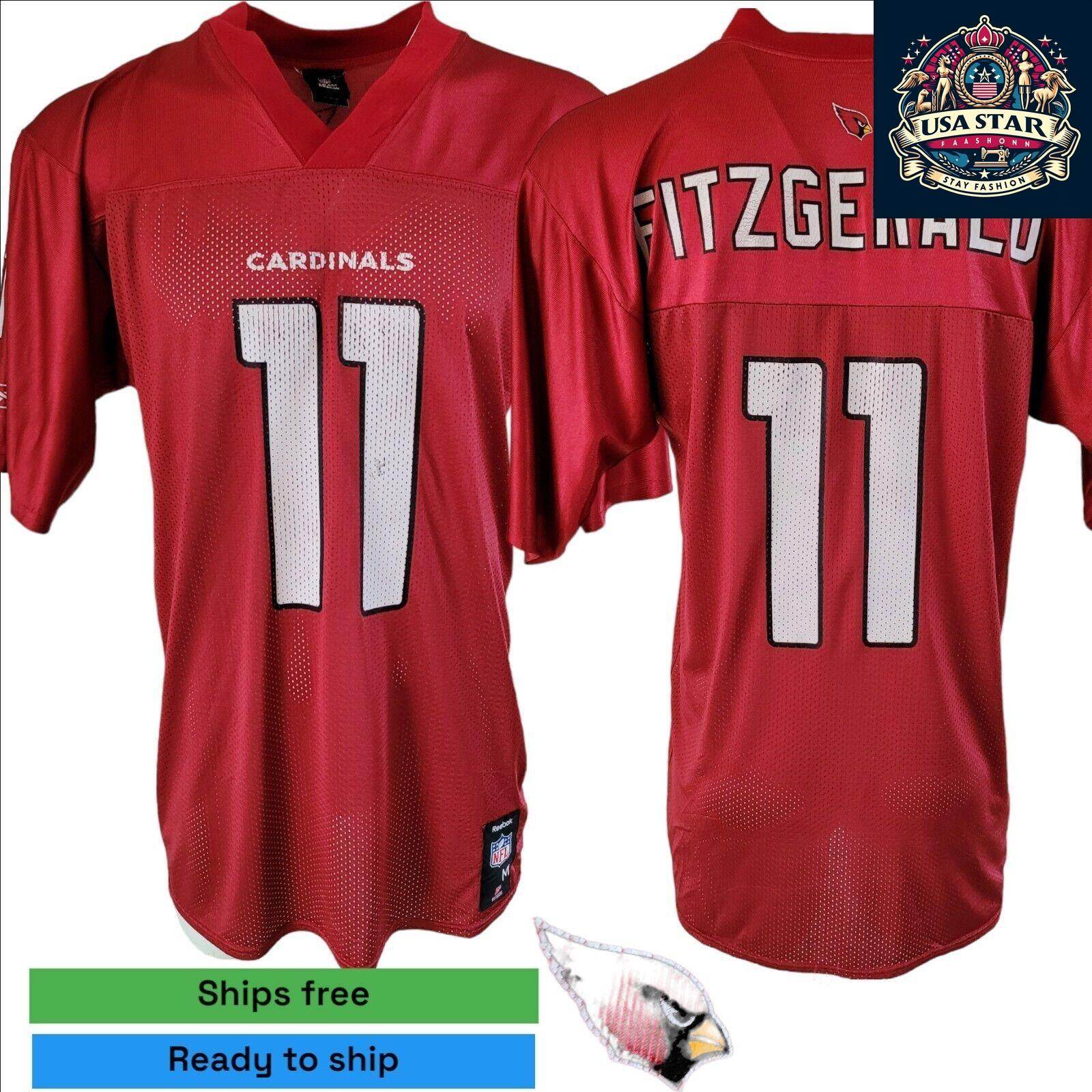 NFL Arizona Cardinals Larry Fitzgerald Jersey 11 by Reebok, Authentic Medium Size, Durable & Comfortable - USASTARFASHION