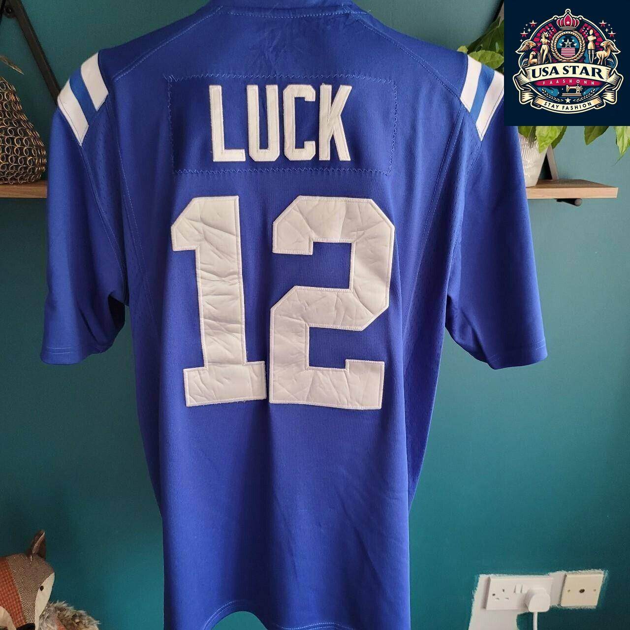 NFL Colts Jersey Nike Home L A Luck 12 - Premium Quality, Comfortable Fit, Size L - USASTARFASHION