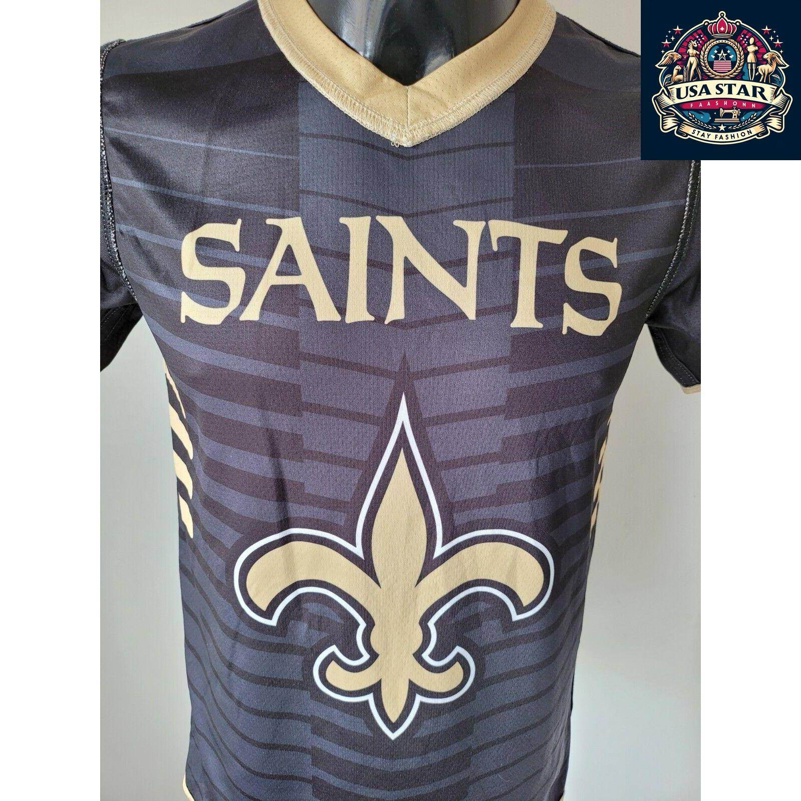 NFL New Orleans Saints Youth T-Shirt - Reversible Black Tee for 2 Stylish Looks, Size Large - USASTARFASHION