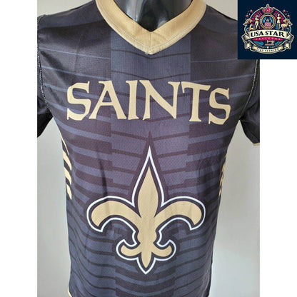 NFL New Orleans Saints Youth T-Shirt - Reversible Black Tee for 2 Stylish Looks, Size Large - USASTARFASHION
