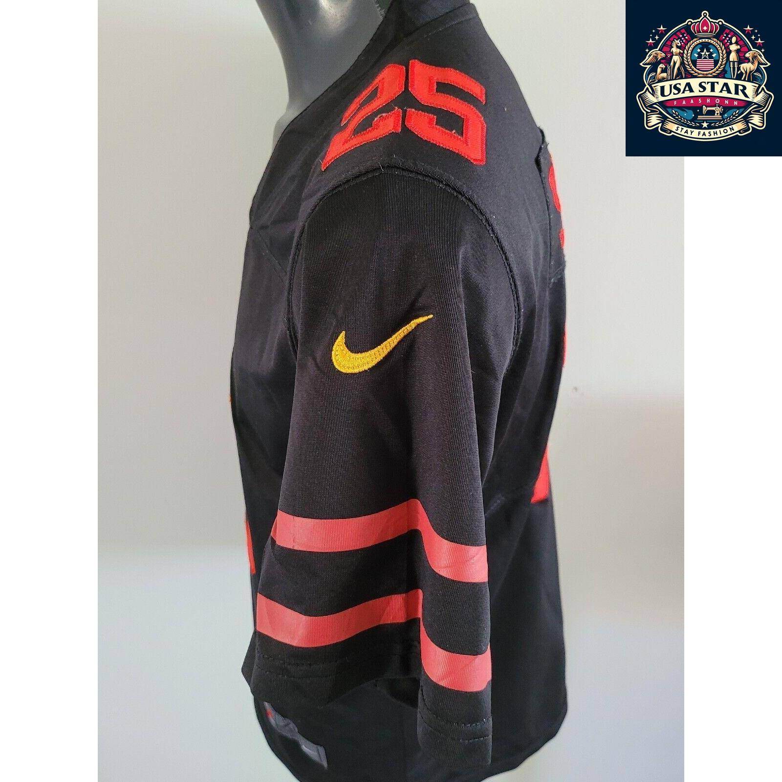 NFL Nike San Francisco 49ers Jersey 25 Richard Sherman Youth XL Black Football Shirt for Kids - USASTARFASHION