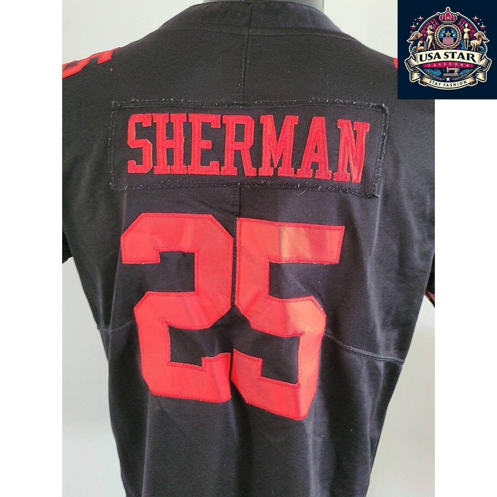 NFL Nike San Francisco 49ers Jersey 25 Richard Sherman Youth XL Black Football Shirt for Kids - USASTARFASHION