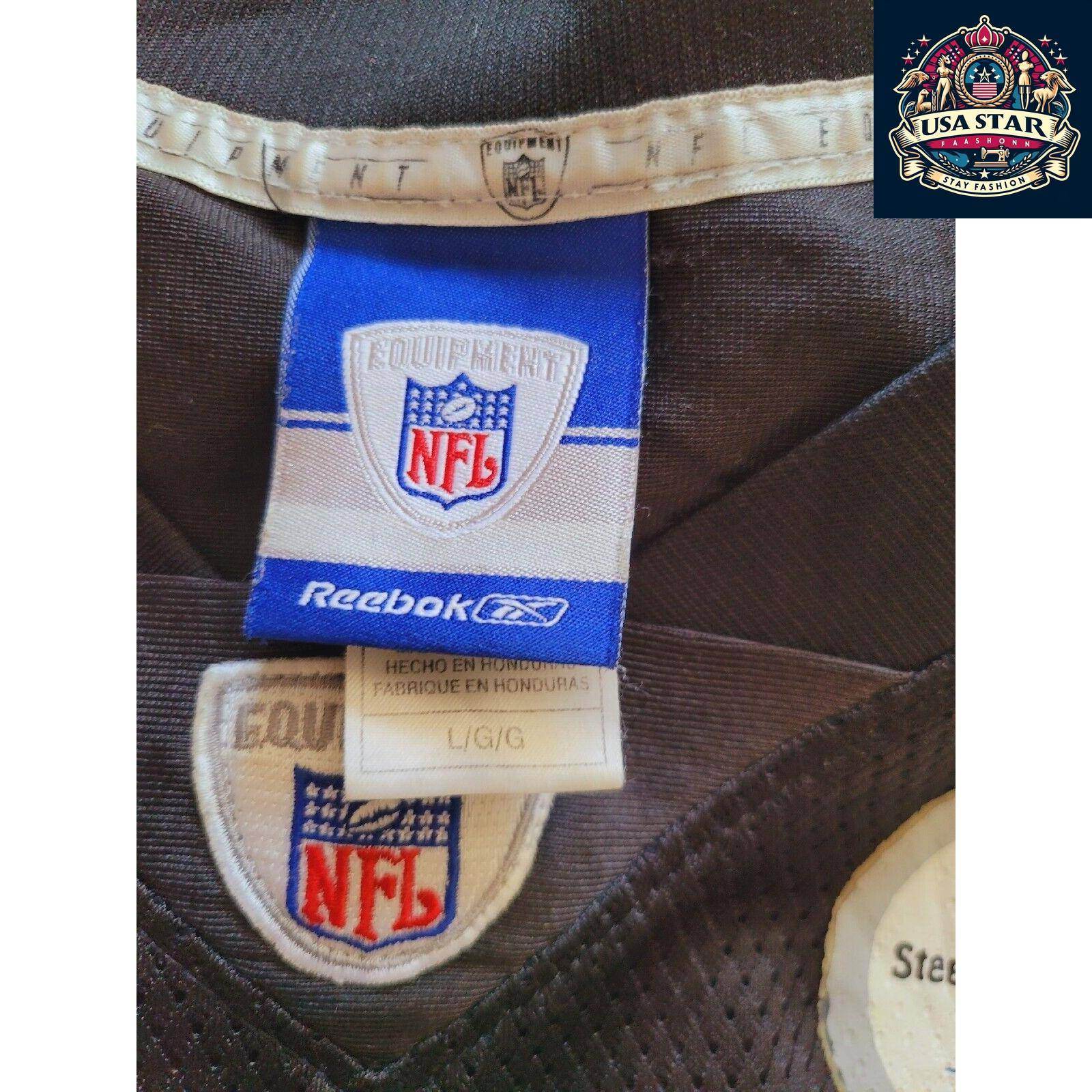 NFL Pittsburgh Steelers Reebok Jersey 7 Ben Roethlisberger Size L Black Gold Authentic Fan Gear - USASTARFASHION