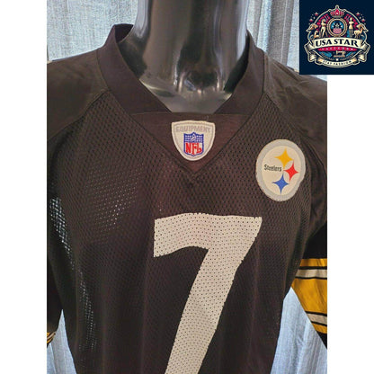 NFL Pittsburgh Steelers Reebok Jersey 7 Ben Roethlisberger Size L Black Gold Authentic Fan Gear - USASTARFASHION