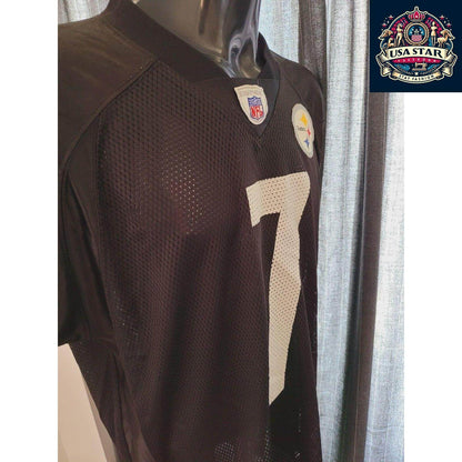 NFL Pittsburgh Steelers Reebok Jersey 7 Ben Roethlisberger Size L Black Gold Authentic Fan Gear - USASTARFASHION