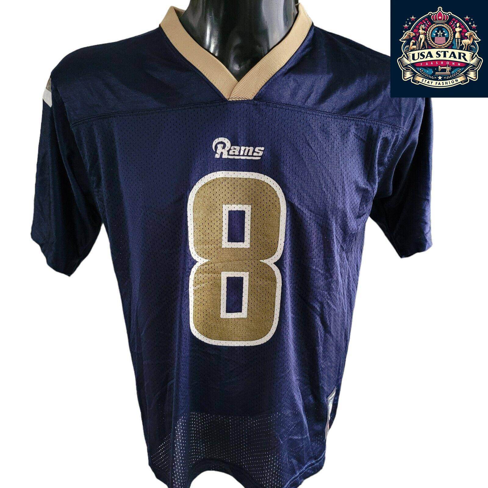 NFL Youth Football Jersey - St. Louis Rams 8 Bradford, Durable, Comfortable, Authentic Team Colors - USASTARFASHION