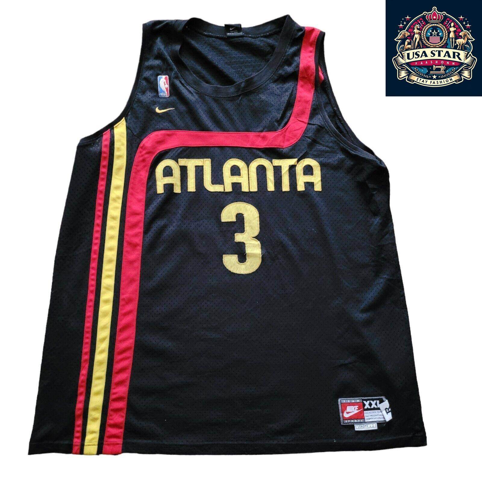 Nike Atlanta Hawks Jersey 3 Shareef Abdur - Rahim - 2XL Authentic Vintage Style, High Quality - USASTARFASHION