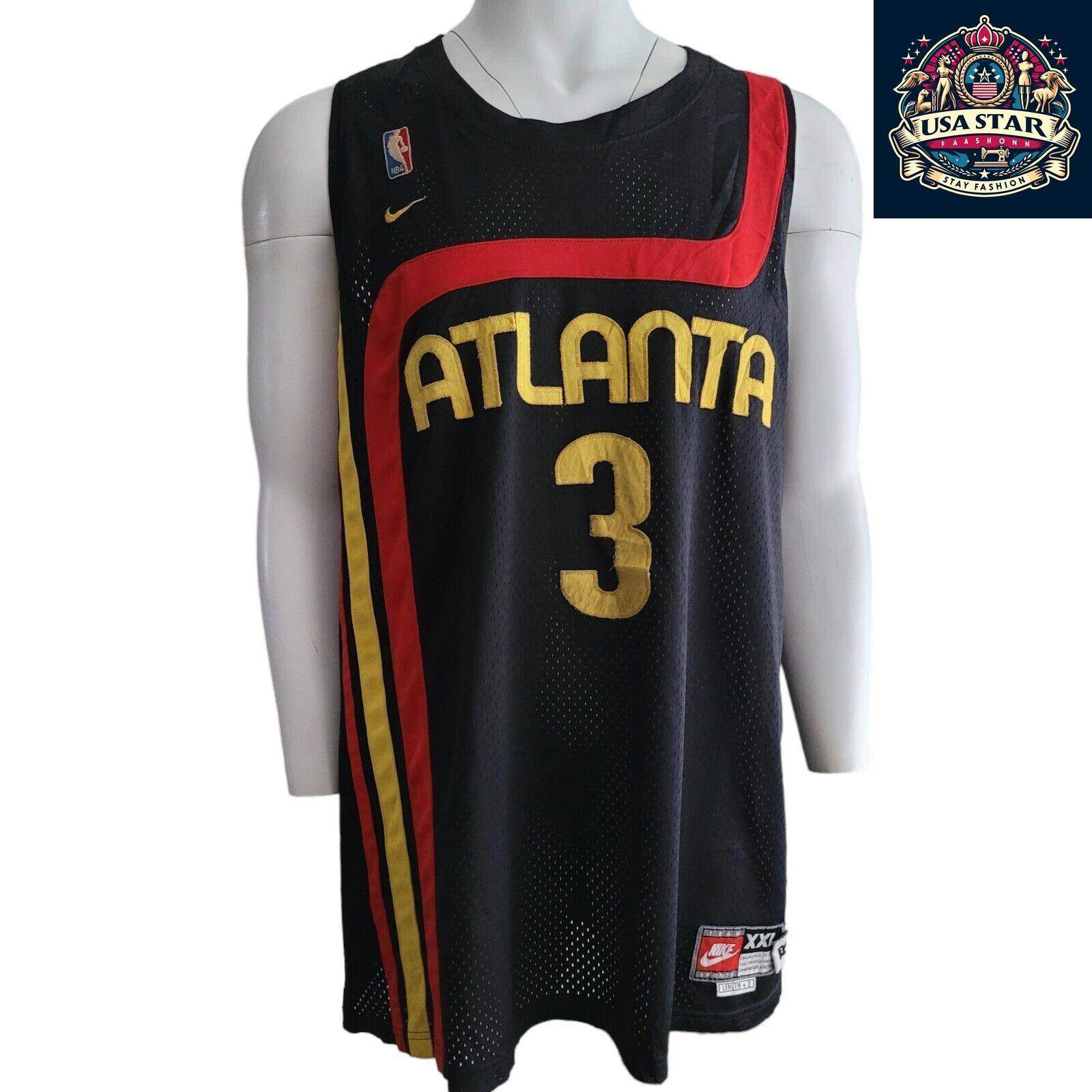 Nike Atlanta Hawks Jersey 3 Shareef Abdur - Rahim - 2XL Authentic Vintage Style, High Quality - USASTARFASHION