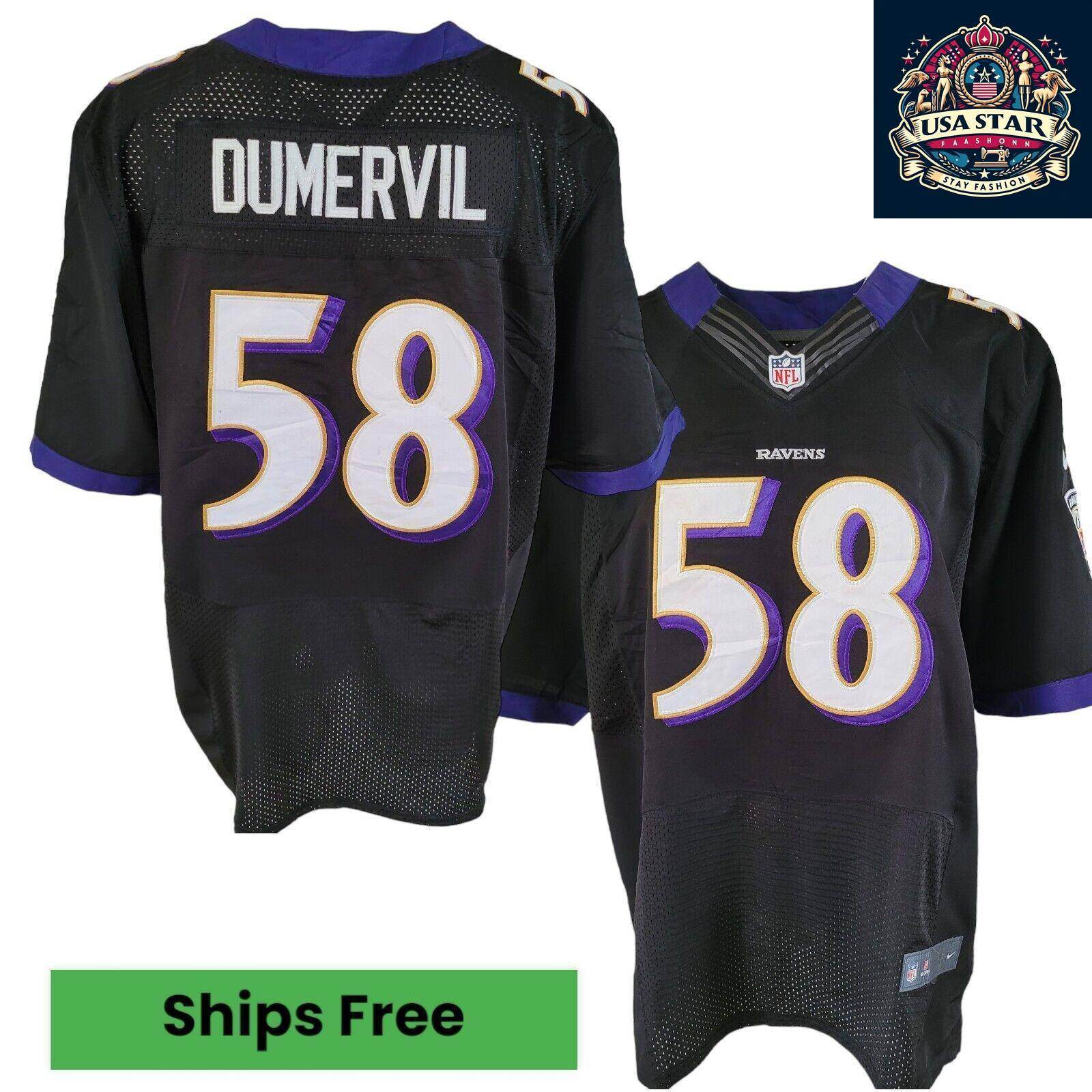 Nike Baltimore Ravens Jersey Elvis Dumervil 58 Men's XXL, Durable Material, Authentic Colors - USASTARFASHION