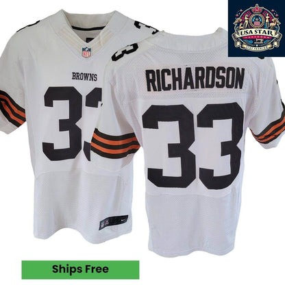 Nike Cleveland Browns Jersey - Men's L White Richardson 33 Short Sleeve - Team Logo & Comfort - USASTARFASHION