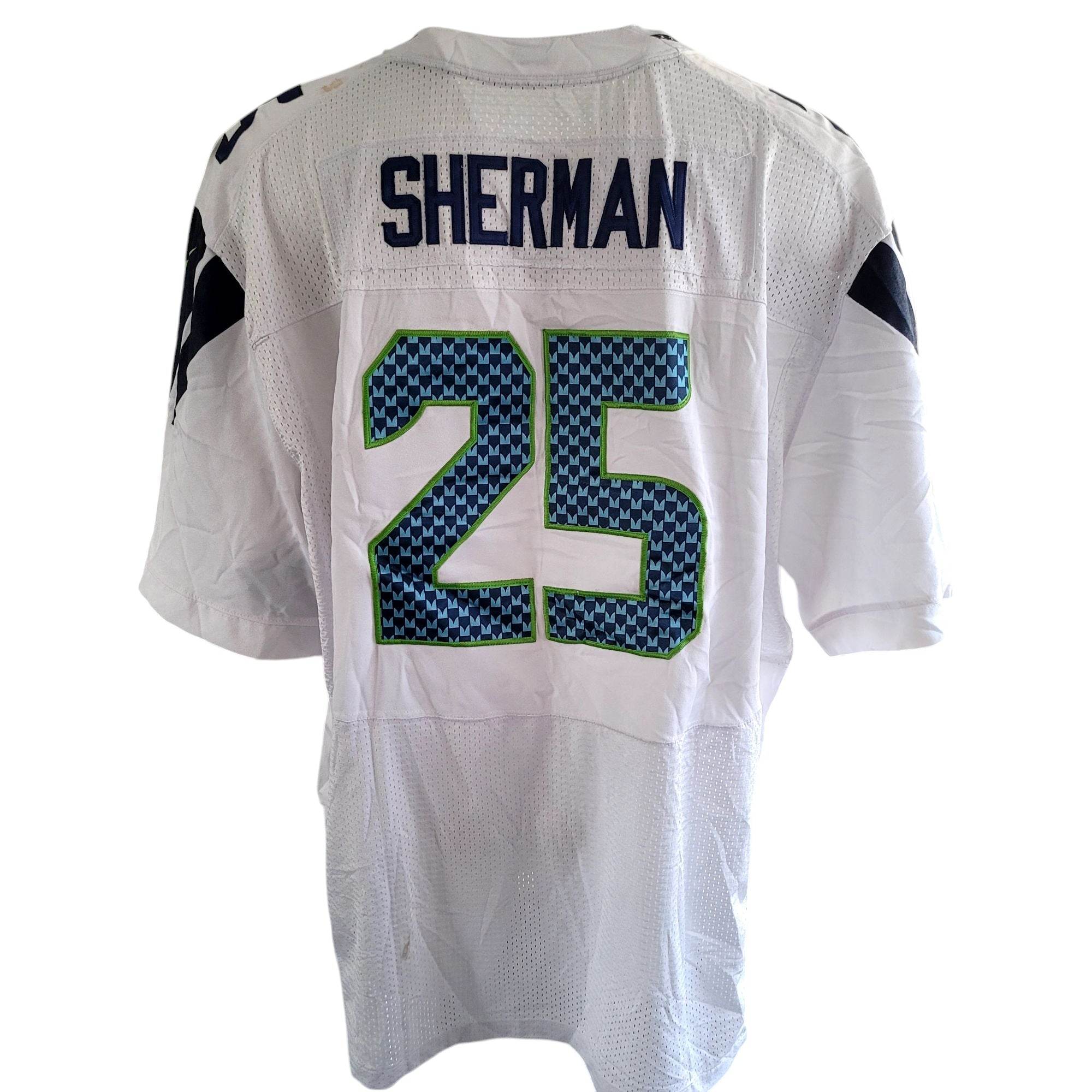 Nike On Field Richard Sherman 25 Seattle Seahawks Jersey – White – Size 60 - USASTARFASHION