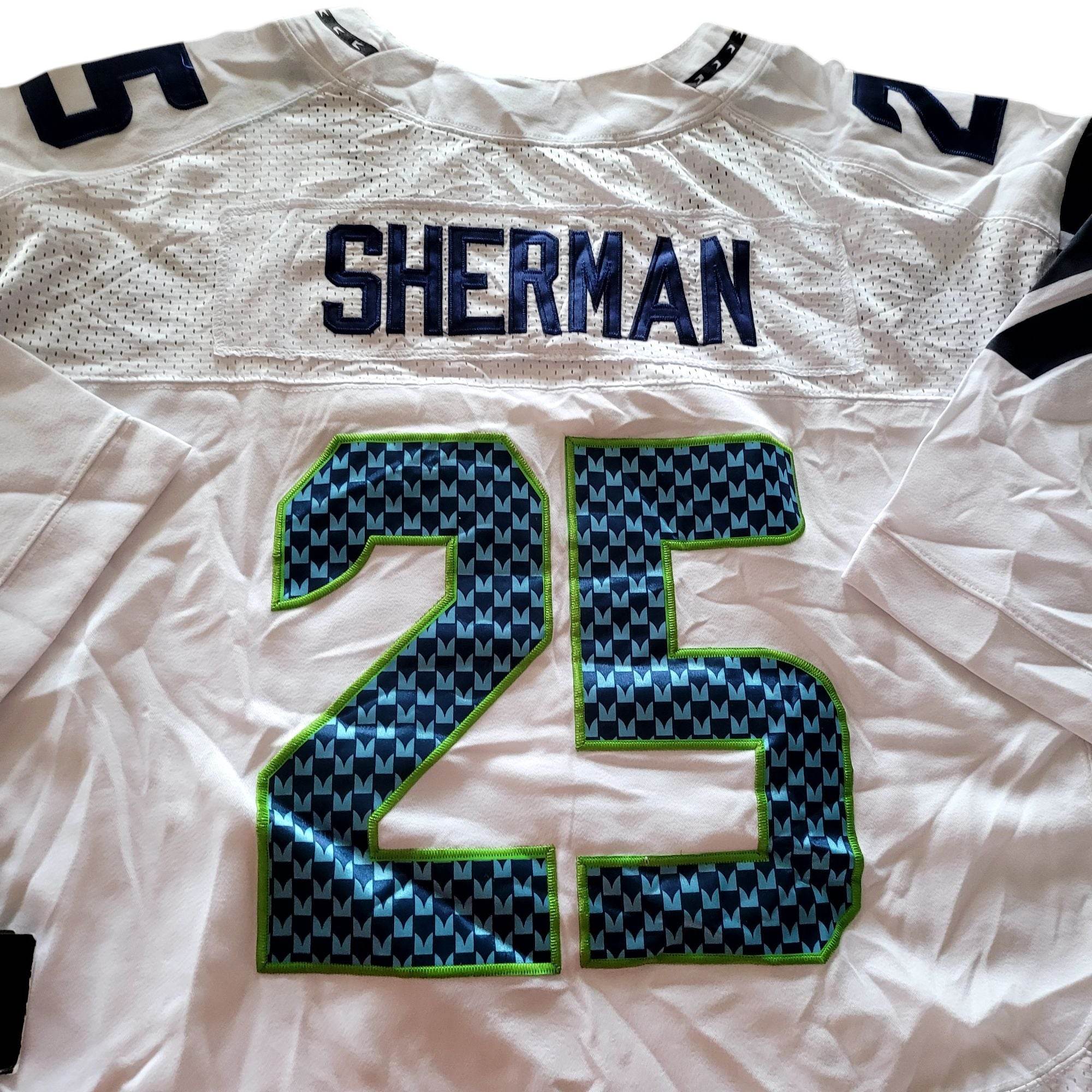 Nike On Field Richard Sherman 25 Seattle Seahawks Jersey – White – Size 60 - USASTARFASHION
