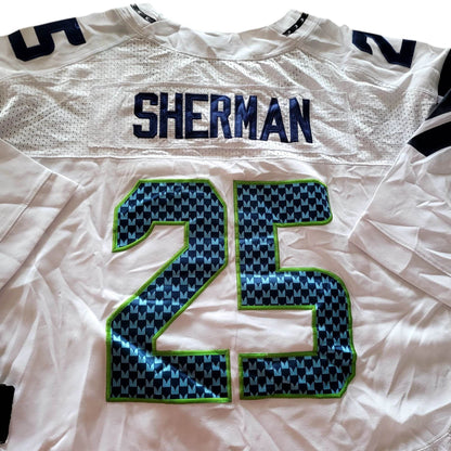 Nike On Field Richard Sherman 25 Seattle Seahawks Jersey – White – Size 60 - USASTARFASHION