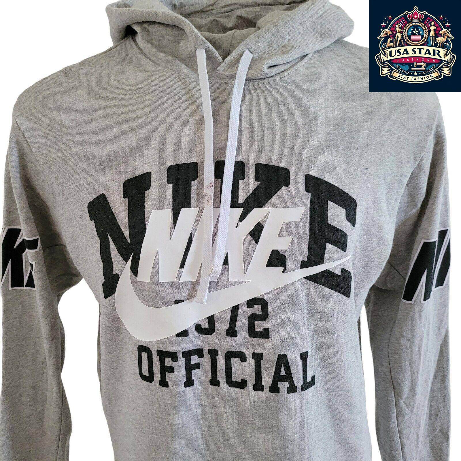 Nike Hoodie 1972 Official Size S in Grey Cotton, Vintage Style Pullover for Comfort and Warmth - USASTARFASHION