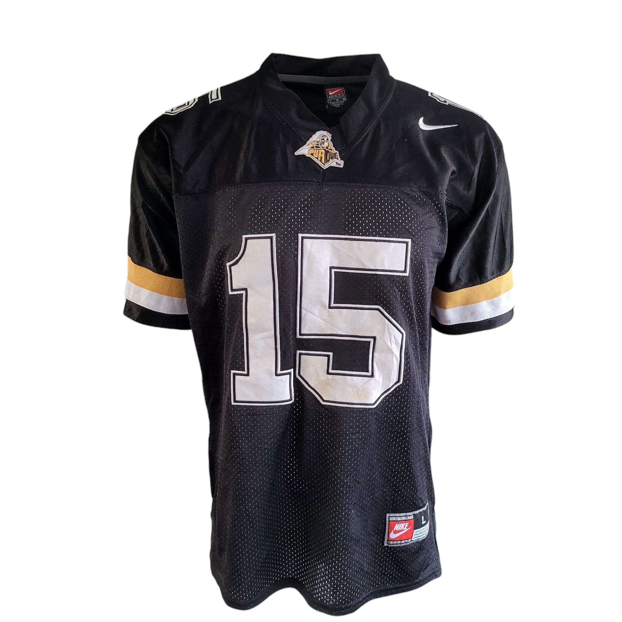 Nike Purdue Boilermakers 15 Drew Brees Football Jersey – Black Gold – Size L - USASTARFASHION