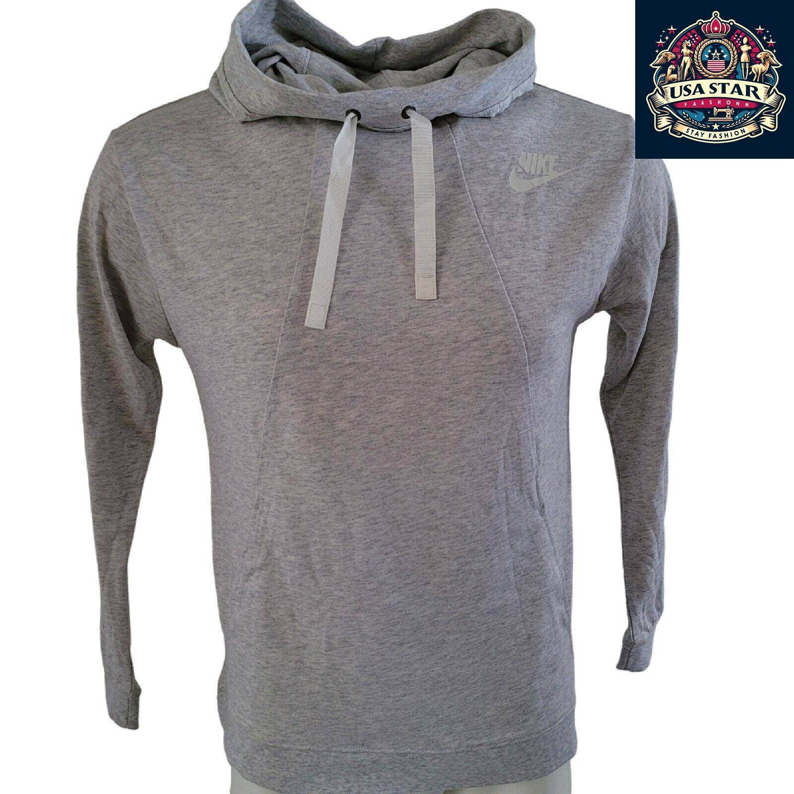 Nike Men's Hoodie - Medium Grey Pullover with Iconic Logo and Comfortable Fit for All - Day Wear - USASTARFASHION
