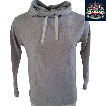 Nike Men's Hoodie - Medium Grey Pullover with Iconic Logo and Comfortable Fit for All - Day Wear - USASTARFASHION