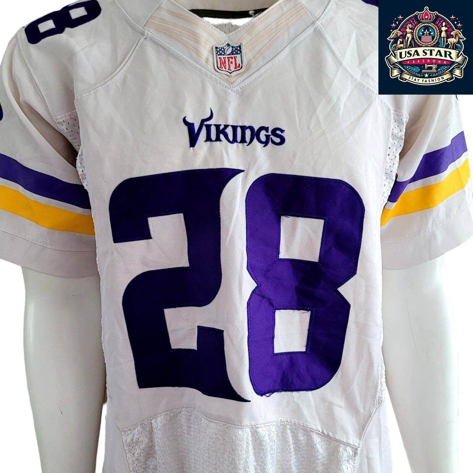 Nike NFL Minnesota Vikings 28 Adrian Peterson Authentic Football Jersey Size 40 Vintage - USASTARFASHION