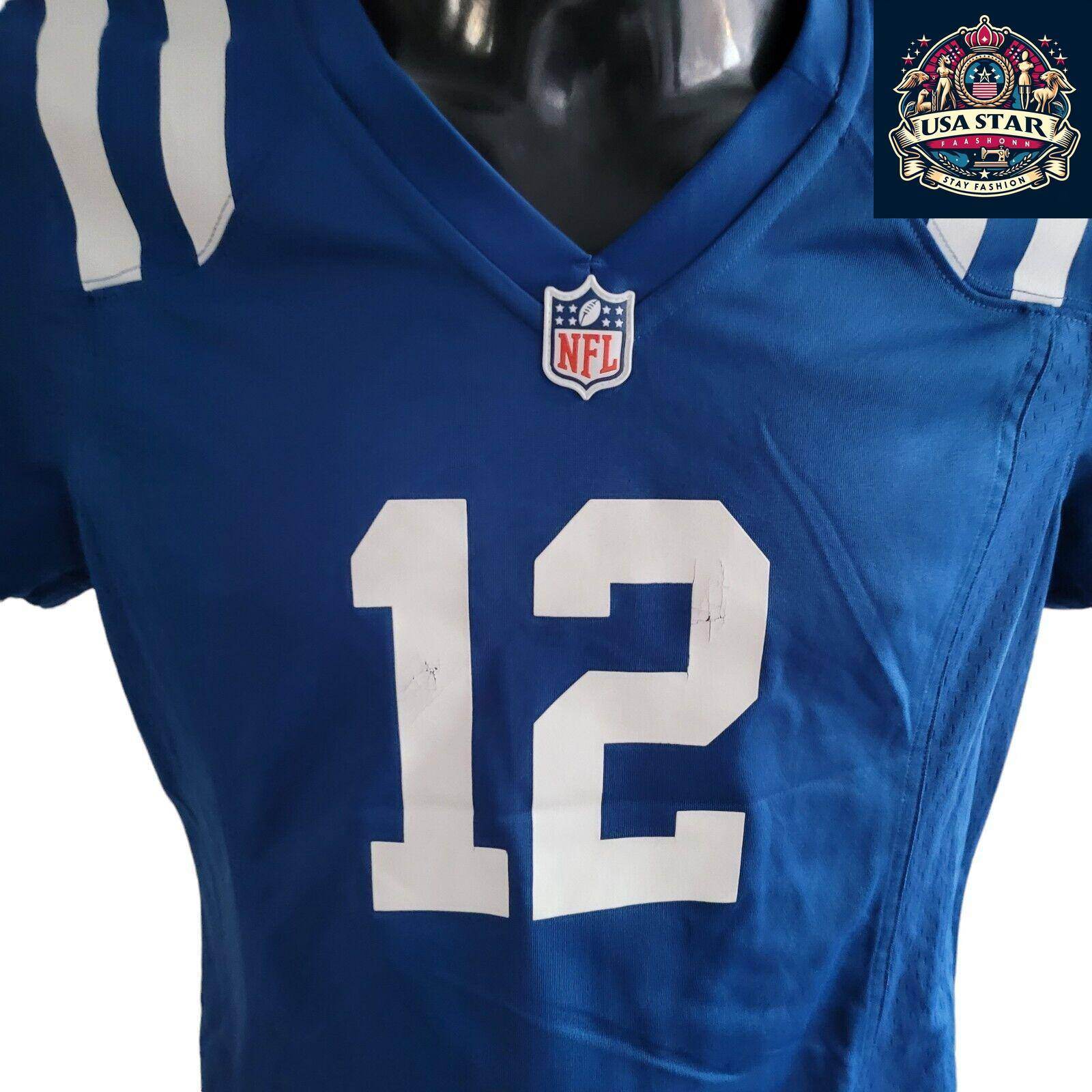 Nike Women's Jersey Authentic On Field Blue 12 Luck, Tailored Fit, Size Large, Colts Fan Gear - USASTARFASHION