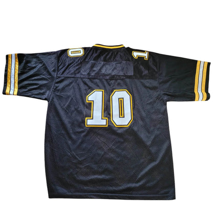 212 NYC Y2K Football Jersey 10 – Black & Gold – Patent Leather Numbers – VTG - USASTARFASHION