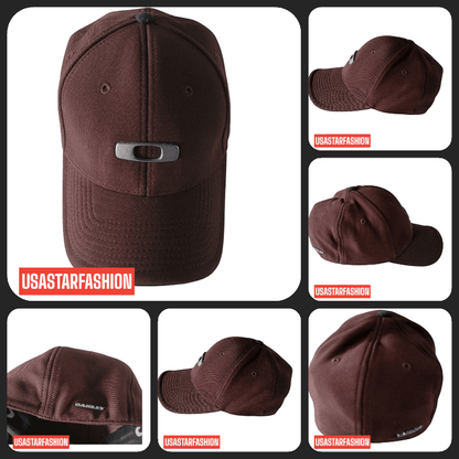 Oakley Flex - Fit Cap S/M - Brown Stretch - Fit Hat with Metal Logo, Comfortable Design - USASTARFASHION