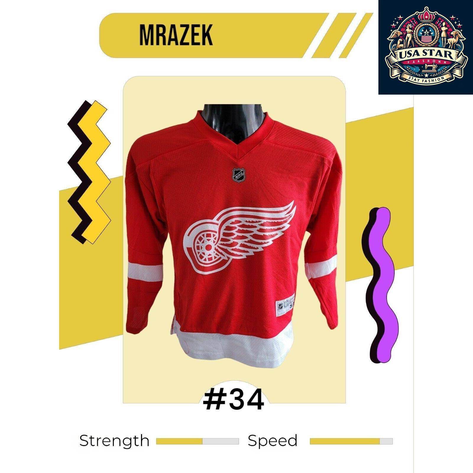 Petr Mrazek 34 Detroit Red Wings Youth Jersey S/M - Durable, Comfortable, Officially Licensed - USASTARFASHION