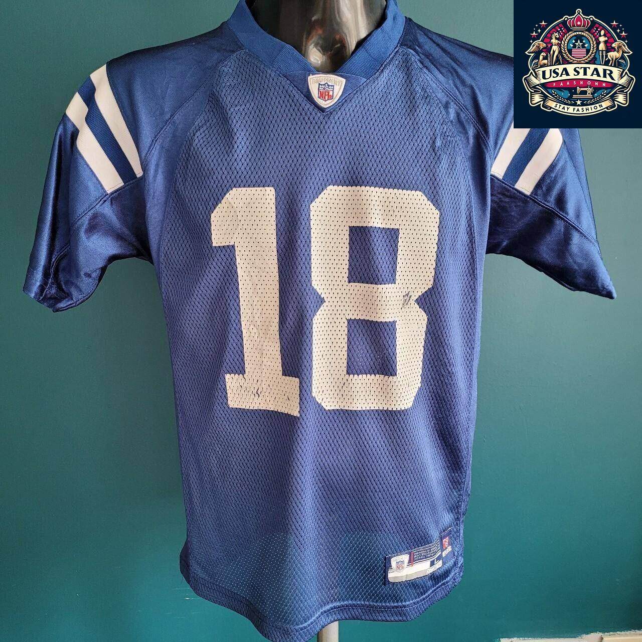 Peyton Manning Jersey Youth 18 Stitched Colts Jersey Large Size 14 - 16 NFL Football Apparel - USASTARFASHION