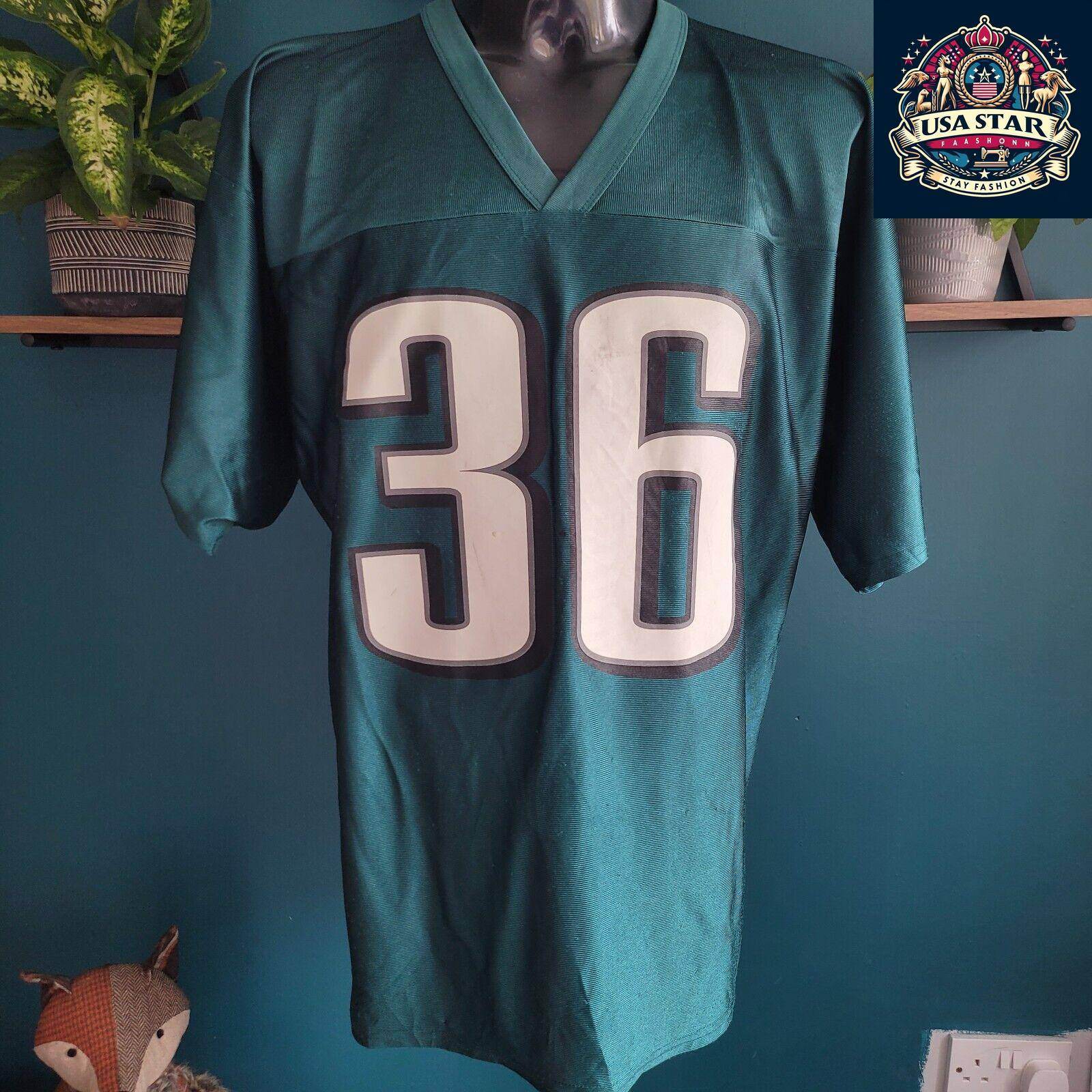 Philadelphia Eagles Shirt 36 Brian Westbrook for Adults, Large, Green, Breathable Fabric - USASTARFASHION