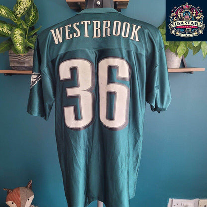 Philadelphia Eagles Shirt 36 Brian Westbrook for Adults, Large, Green, Breathable Fabric - USASTARFASHION