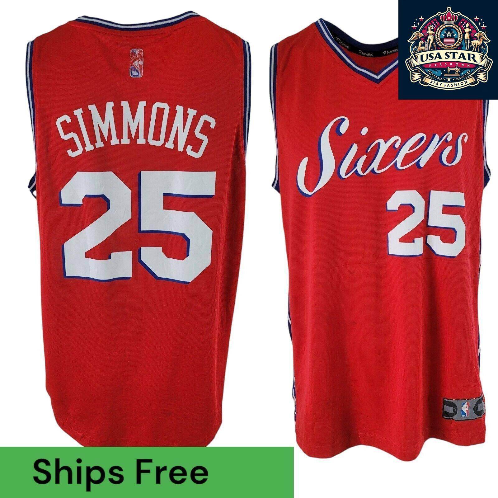 Philadelphia Sixers Ben Simmons 25 Fanatics NBA Basketball Jersey Size L - Authentic Team Wear - USASTARFASHION