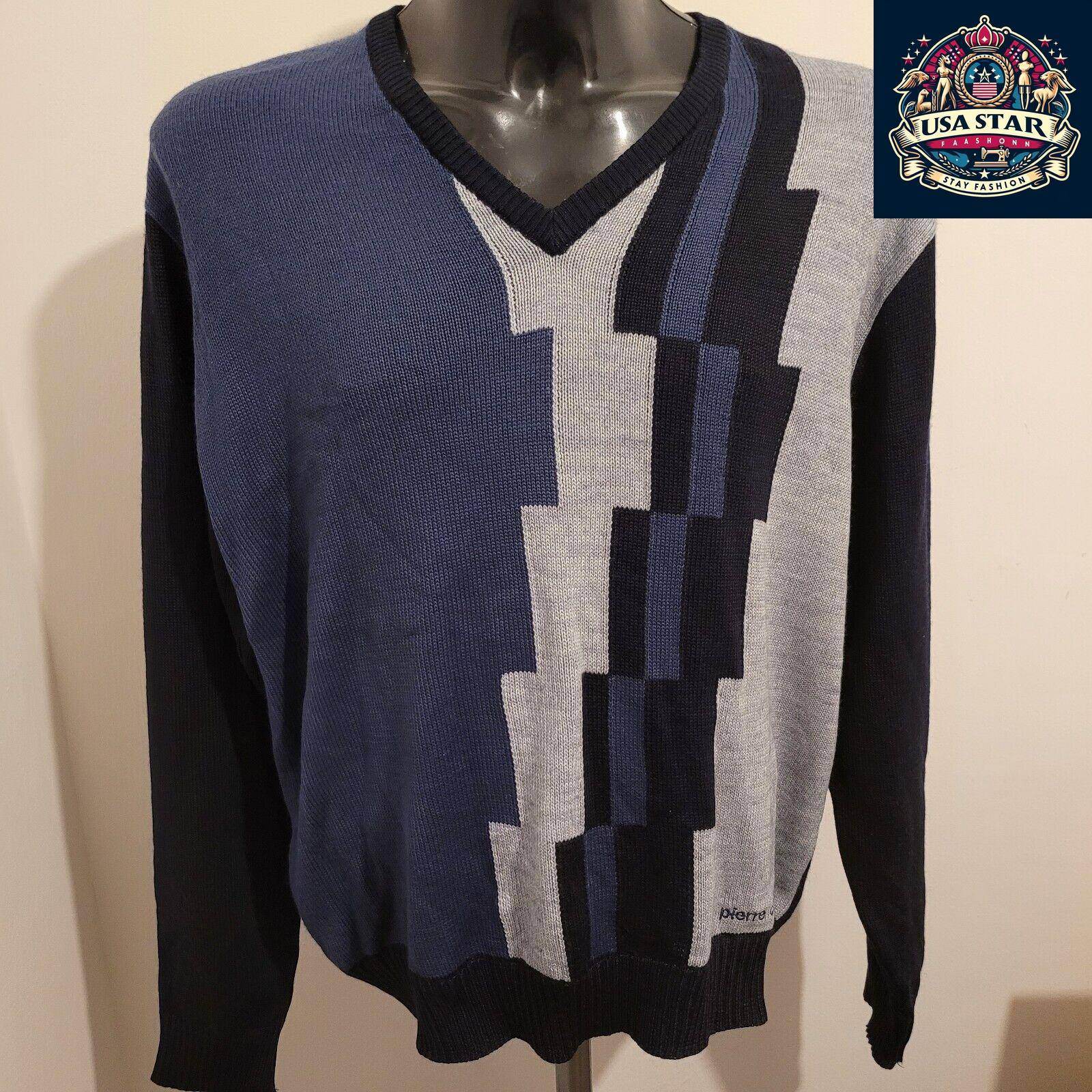 Pierre Cardin XL Wool Jumper in Multi - Color Pattern - Stylish, Cozy, and Durable - USASTARFASHION