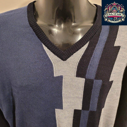 Pierre Cardin XL Wool Jumper in Multi - Color Pattern - Stylish, Cozy, and Durable - USASTARFASHION