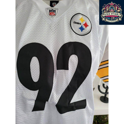 Pittsburgh Steelers Jersey Men's Size 50, Officially Licensed, Reebok, Number 92 Harrison - USASTARFASHION