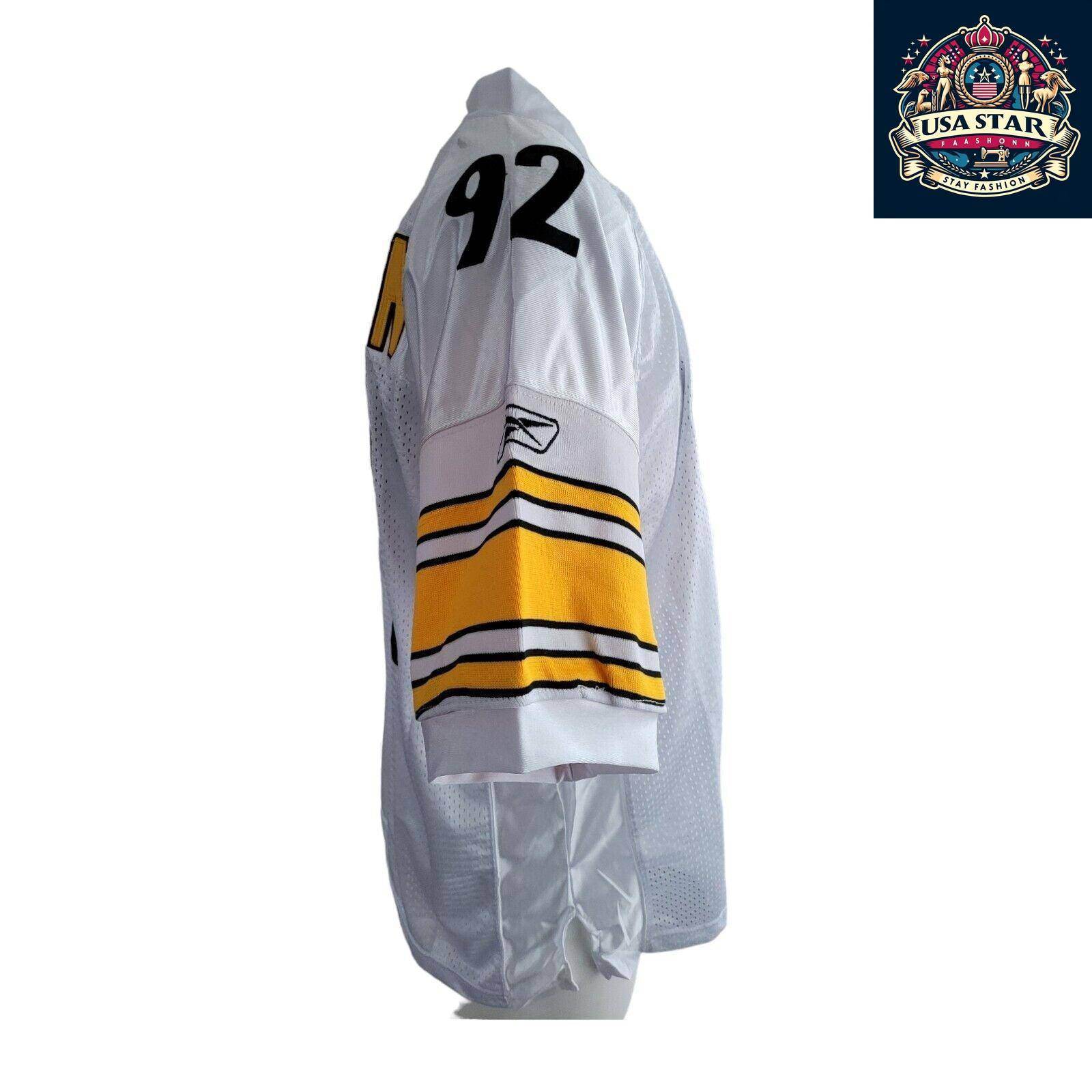 Pittsburgh Steelers Jersey Men's Size 50, Officially Licensed, Reebok, Number 92 Harrison - USASTARFASHION