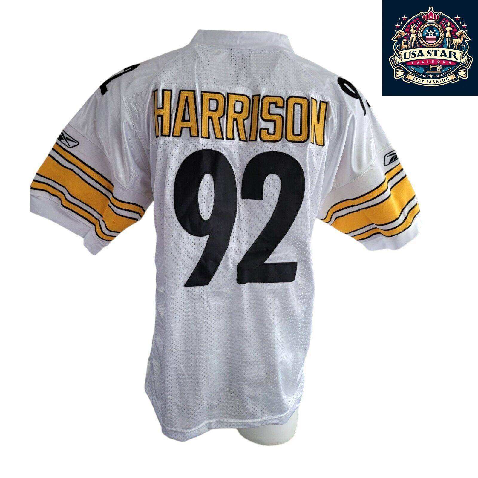 Pittsburgh Steelers Jersey Men's Size 50, Officially Licensed, Reebok, Number 92 Harrison - USASTARFASHION