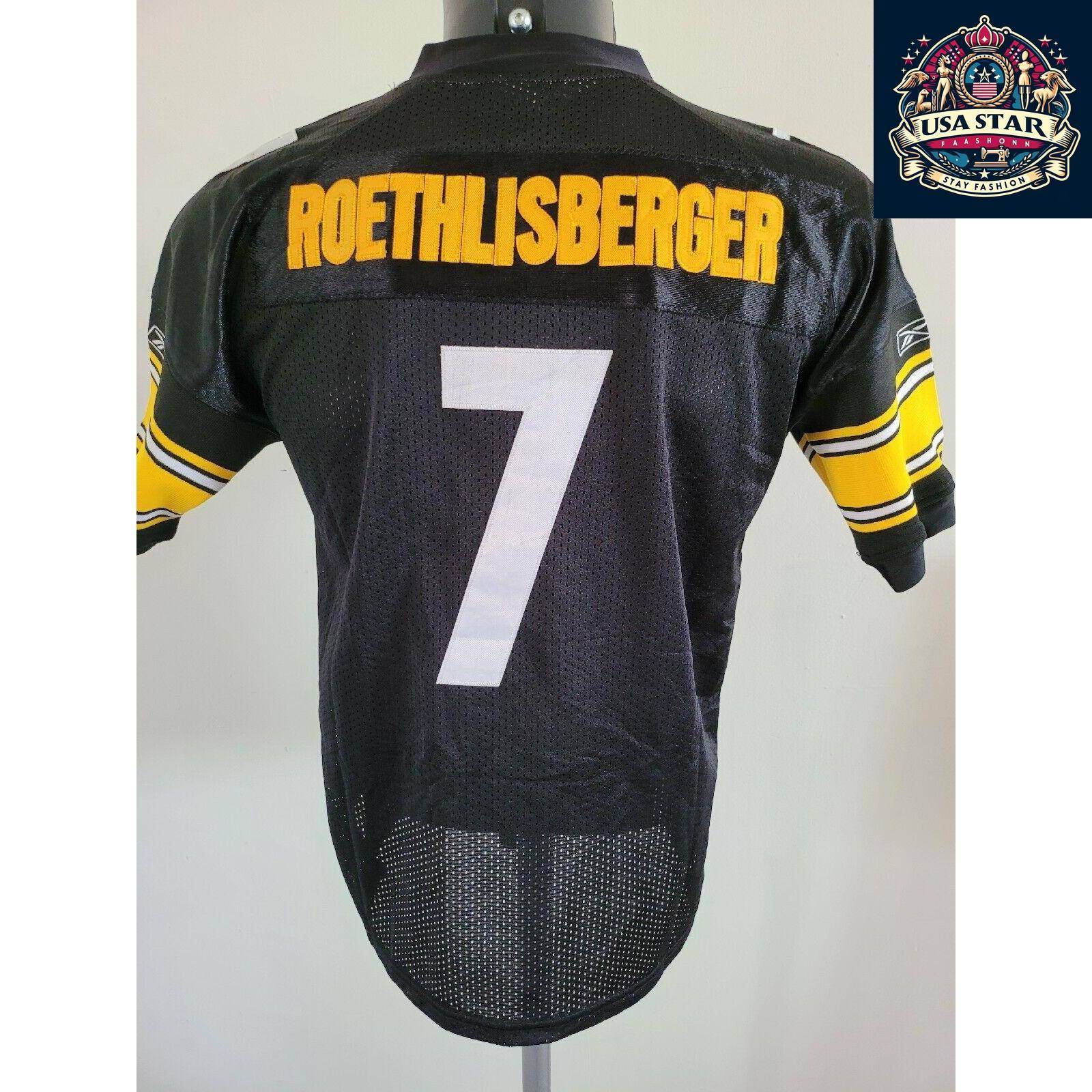 Pittsburgh Steelers Youth Jersey 7 Ben Roethlisberger, Large 14/16, Comfortable & Stylish Design - USASTARFASHION
