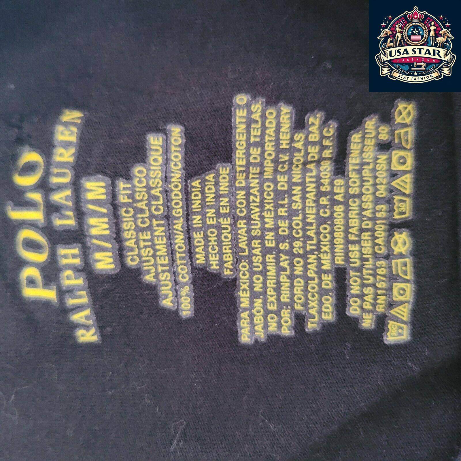 Polo Ralph Lauren Black T-Shirt M Size, Premium Cotton, Classic Crew Neck, Casual Versatility - USASTARFASHION