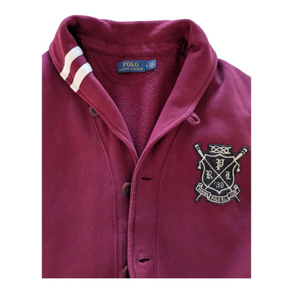 Polo Ralph Lauren Burgundy Rowing Club Shawl Collar Cardigan Men's Size M - USASTARFASHION