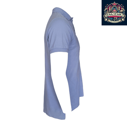 Polo Ralph Lauren Men's Polo Shirt - Custom Fit Light Blue with Pink Logo, 100% Cotton Comfort - USASTARFASHION