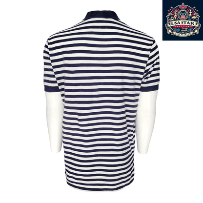 Polo Ralph Lauren Men's Polo Shirt - Large Navy/White Striped, 100% Cotton, Classic Fit - USASTARFASHION